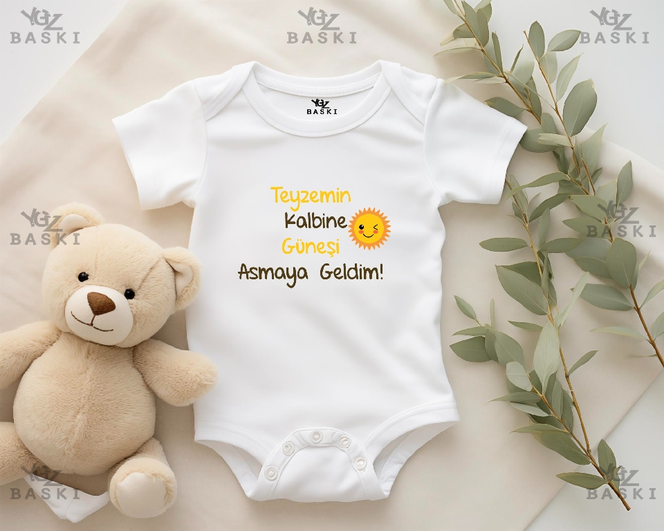 Teyzemin Kalbine Güneşi Asmaya Geldim Baskılı Bebek Zıbını