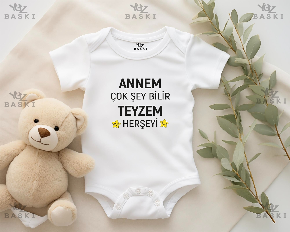 Annem Çok Şey Bilir Teyzem Herşeyi Baskılı Bebek Zıbını