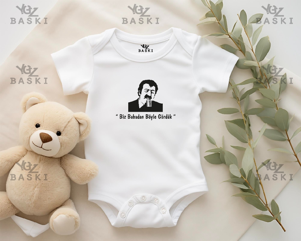 Biz Babadan Böyle Gördük Baskılı Bebek Zıbını