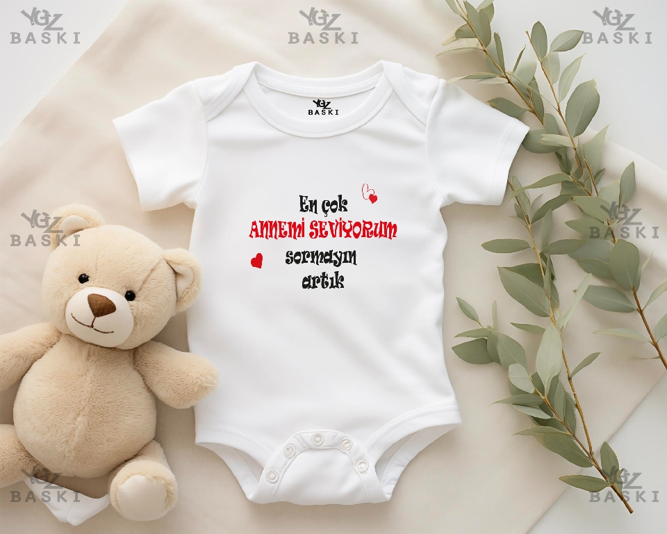 En Çok Annemi Seviyorum Sormayın Artık Baskılı Bebek Zıbını