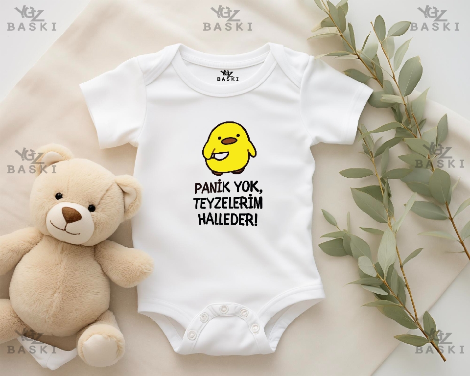 Panik Yok Teyzelerim Halleder Baskılı Bebek Zıbını