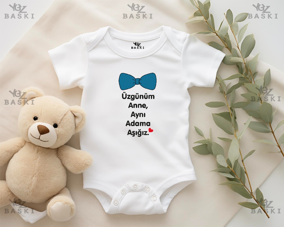 Üzgünüm Anne Aynı Adama Aşığız 2 Baskılı Bebek Zıbını