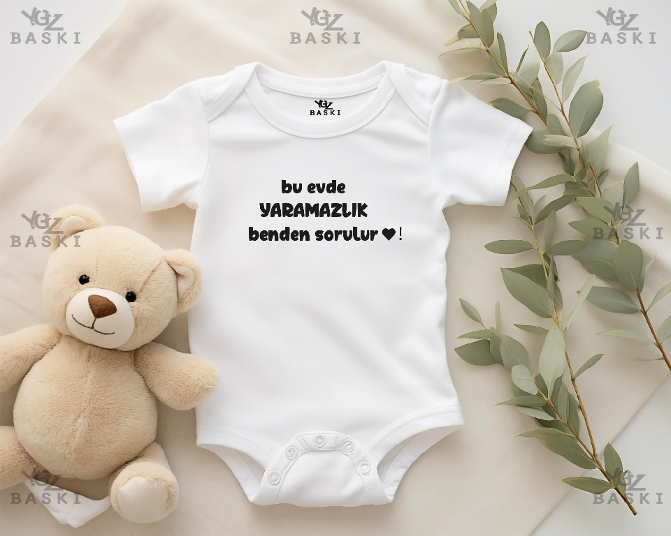 Bu Evde Yaramazlık Benden Sorulur Baskılı Bebek Zıbını