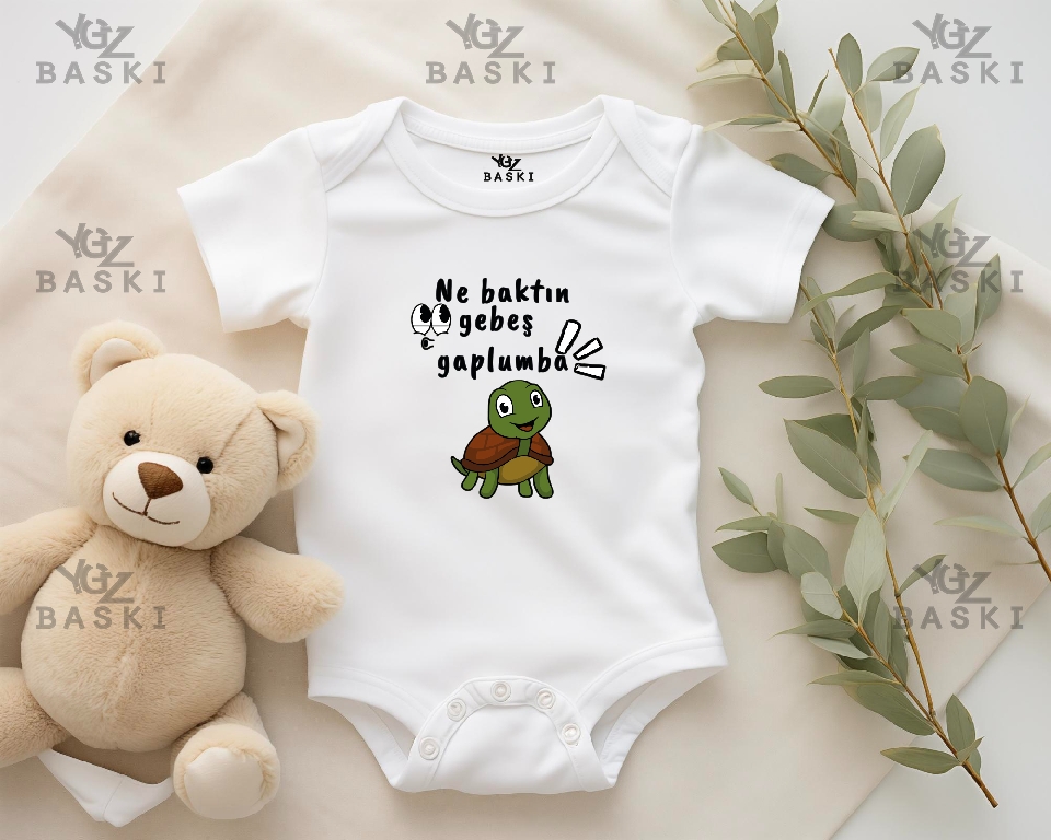 Ne Baktın Gebeş Kaplumbağa Baskılı Bebek Zıbın