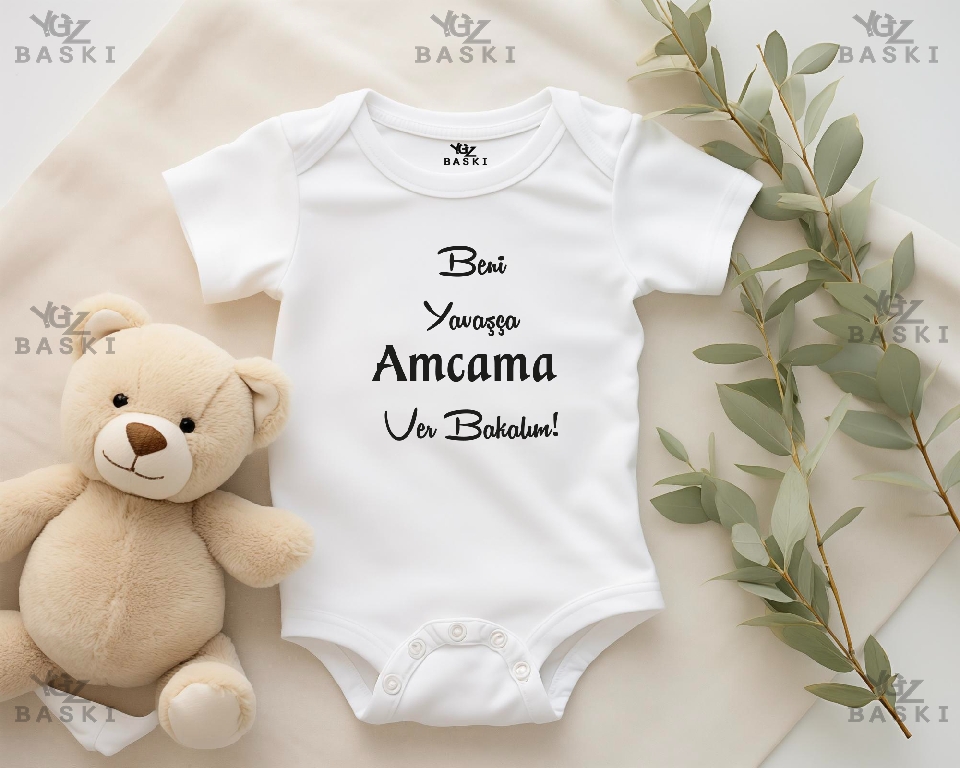 Beni Yavaşça Amcama Ver Bakalım Baskılı Bebek Zıbını