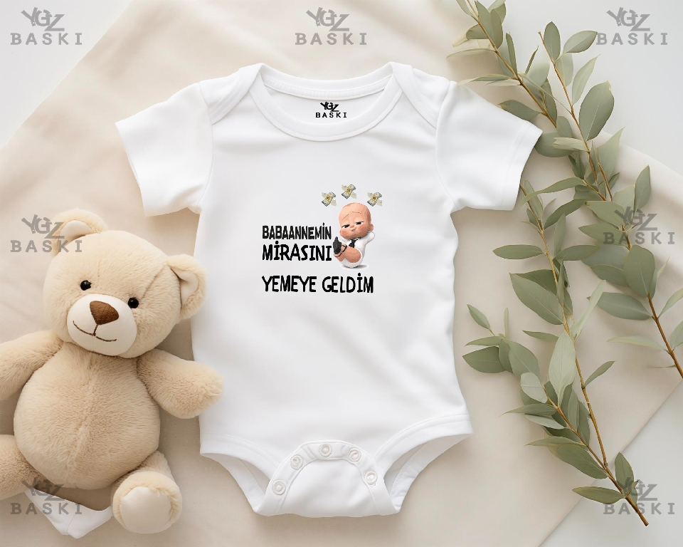 Babaannemin Mirasını Yemeye Geldim Baskılı Bebek Zıbını