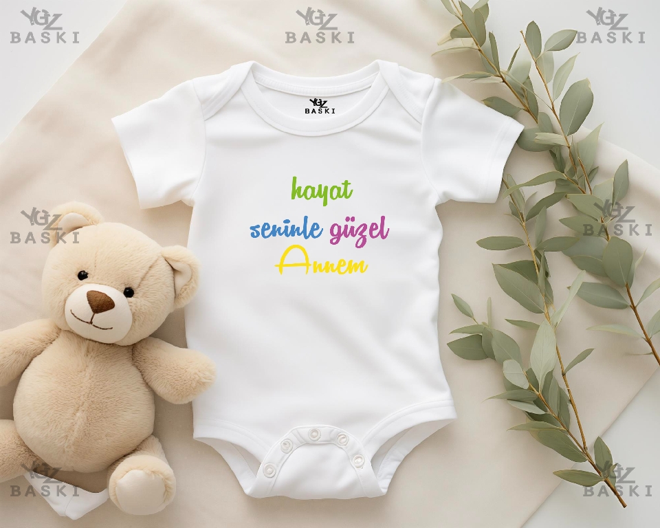 Hayat Seninle Güzel Annem Baskılı Bebek Zıbını