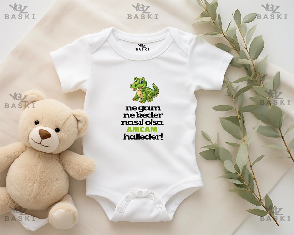 Ne Gam Ne Keder Nasıl Olsa Amcam Halleder Baskılı Bebek Zıbını