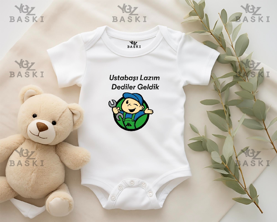 Usta Başı Baskılı Bebek Zıbın