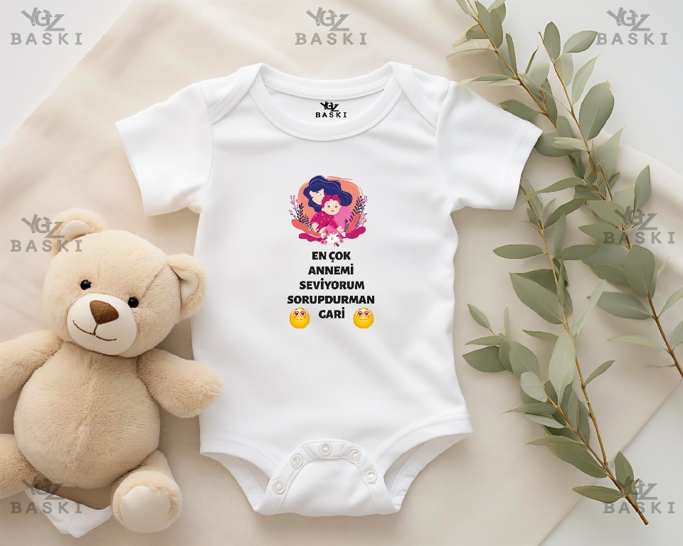 En Çok Annemi Seviyorum Sorupdurman Gari Baskılı Bebek Zıbını