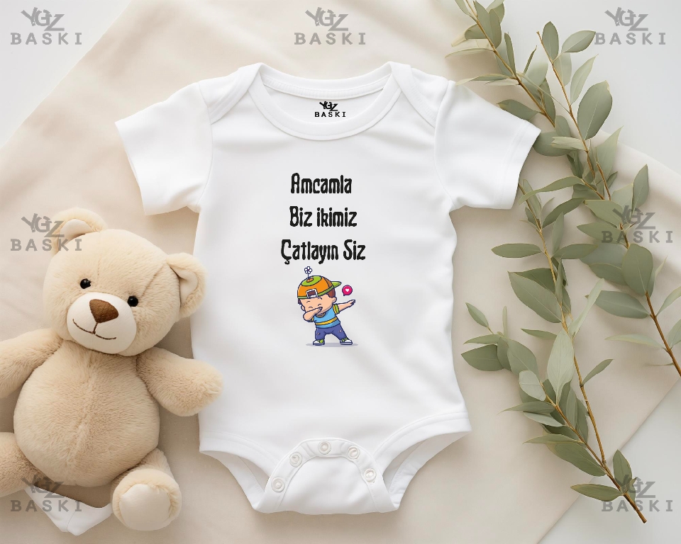 Amcamla Biz İkimiz Çatlayın Siz Baskılı Bebek Zıbını