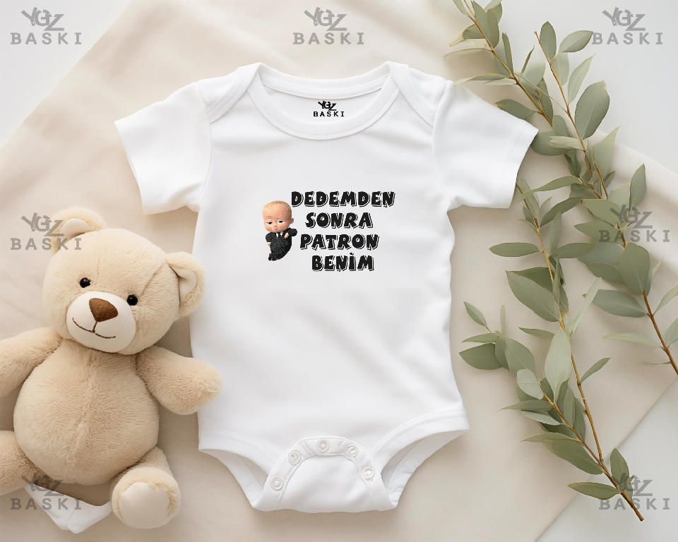 Dedemden Sonra Patron Benim Baskılı Bebek Zıbını