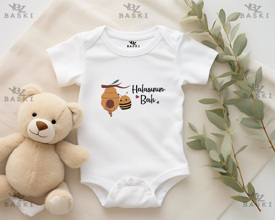 Halasının Balı Baskılı Bebek Zıbını
