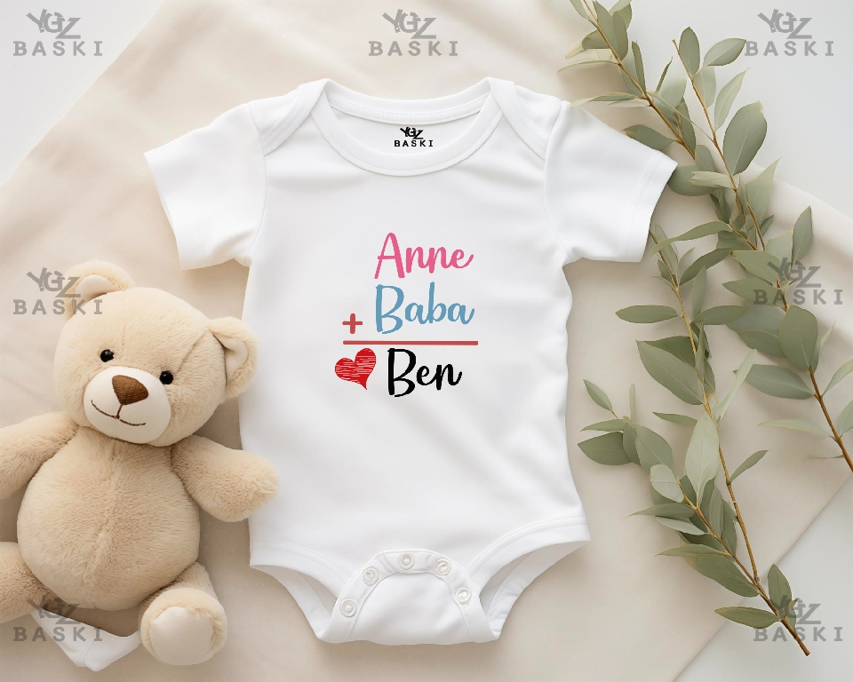 Anne + Baba = Ben Baskılı Bebek Zıbını