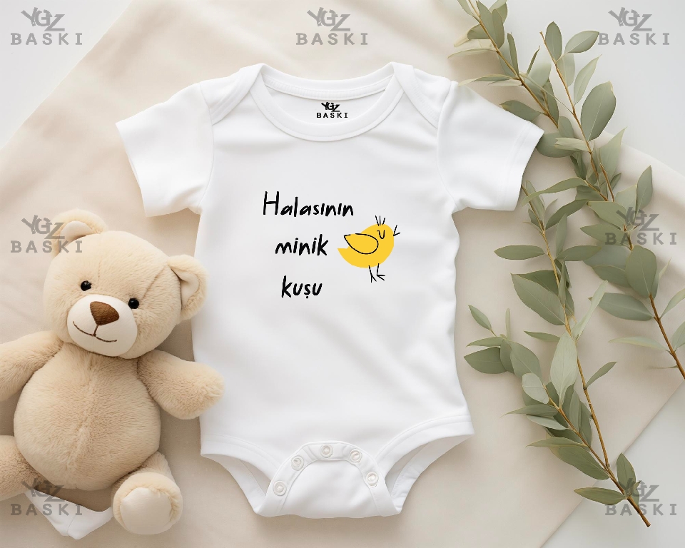 Halasının Minik Kuşu Baskılı Bebek Zıbını
