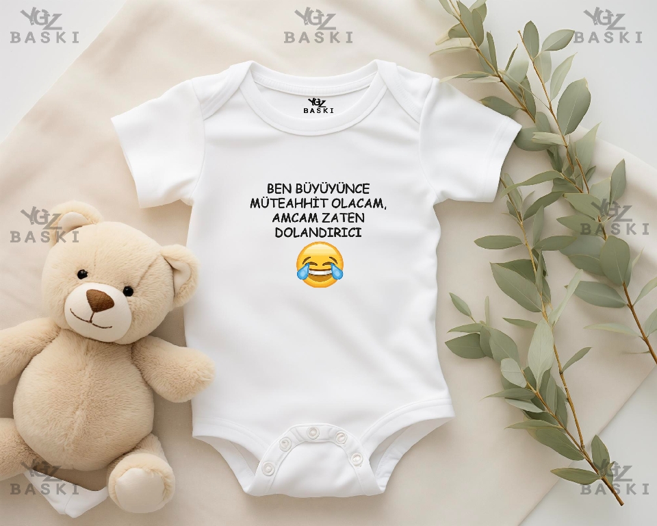 Ben Büyüyünce Müteahhit Olacam, Amcam Zaten Dolandırıcı Baskılı Bebek Zıbını