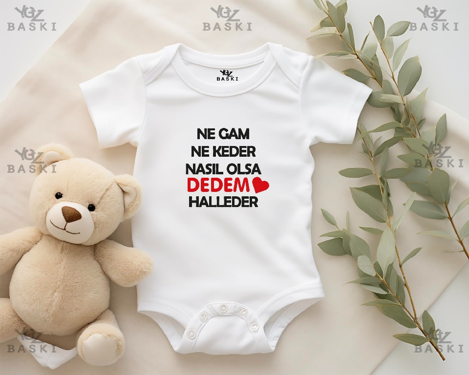 Ne Gam Ne Keder Nasıl Olsa Dedem Halleder  Baskılı Bebek Zıbını