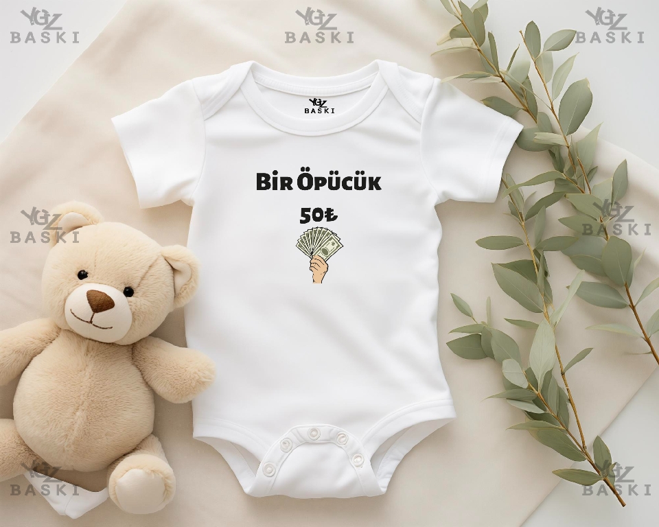 Bir Öpücük 50₺ Baskılı Bebek Zıbın