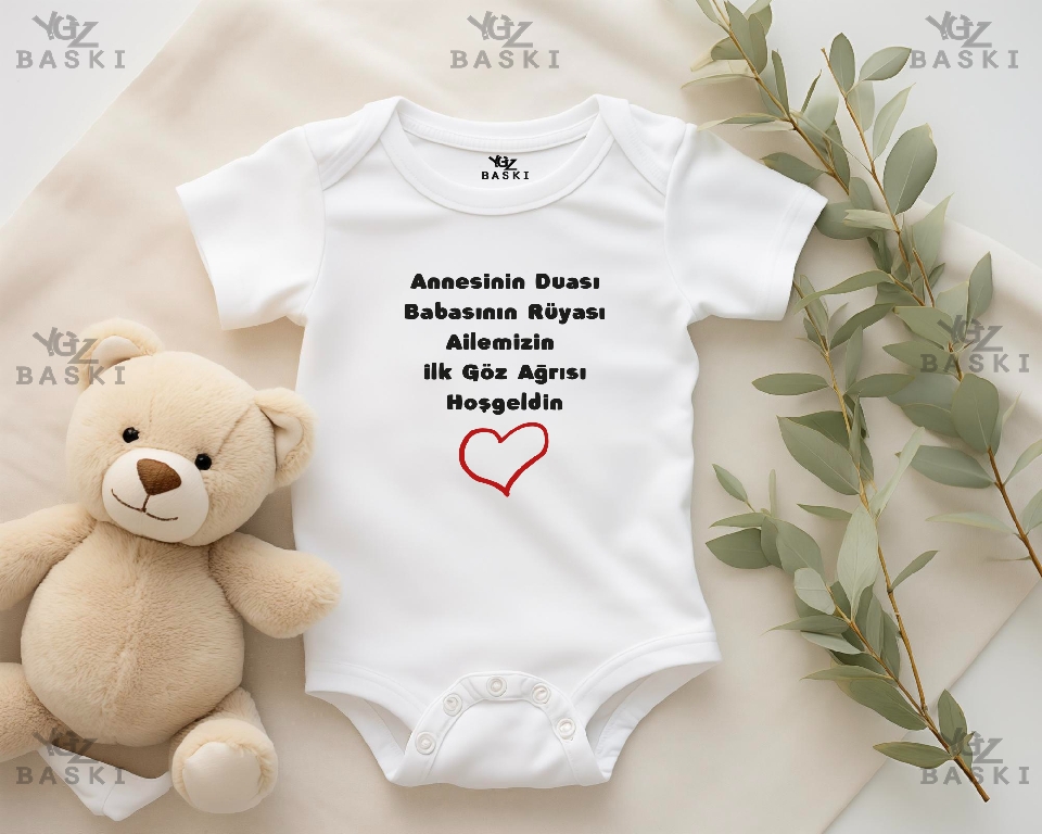 Annesinin Duası Babasının Rüyası Ailemizin İlk Göz Ağrısı Hoş geldin Baskılı Bebek Zıbını