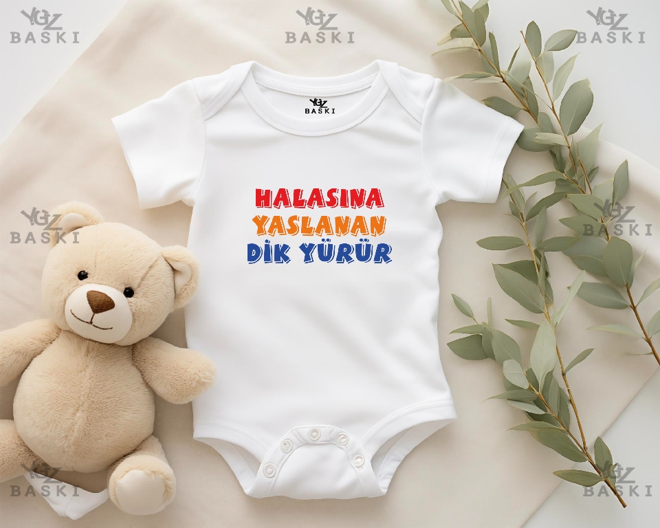 Halasına Yaslanan Dik Yürür Baskılı Bebek Zıbını