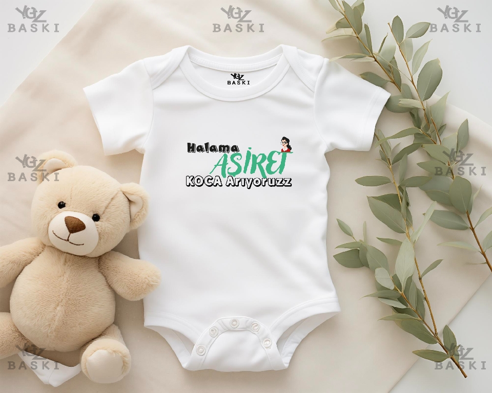 Halama Aşiret Koca Arıyoruz Baskılı Bebek Zıbını