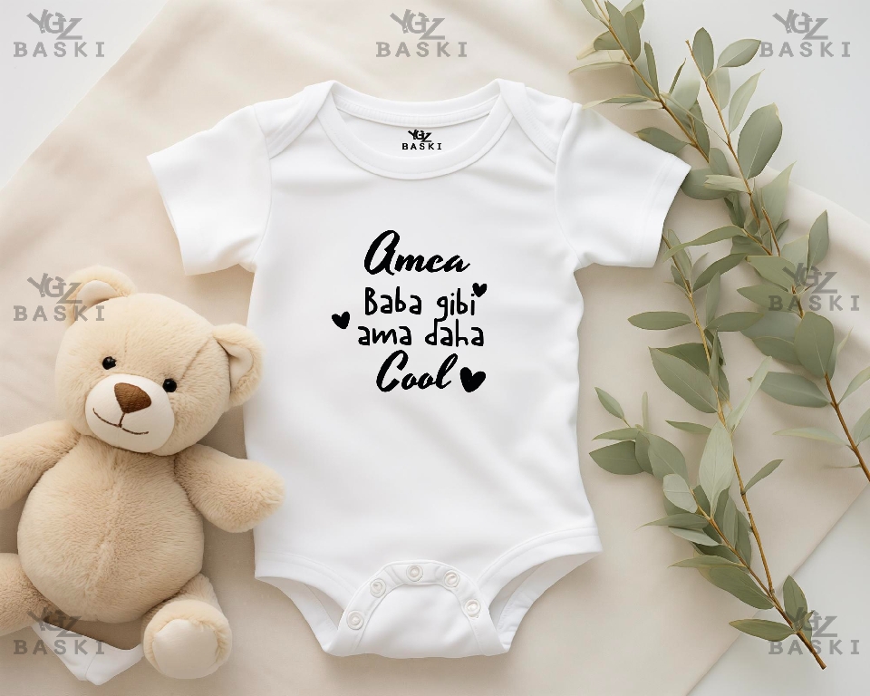 Amca Baba Gibi Ama Daha Cool  Baskılı Bebek Zıbını