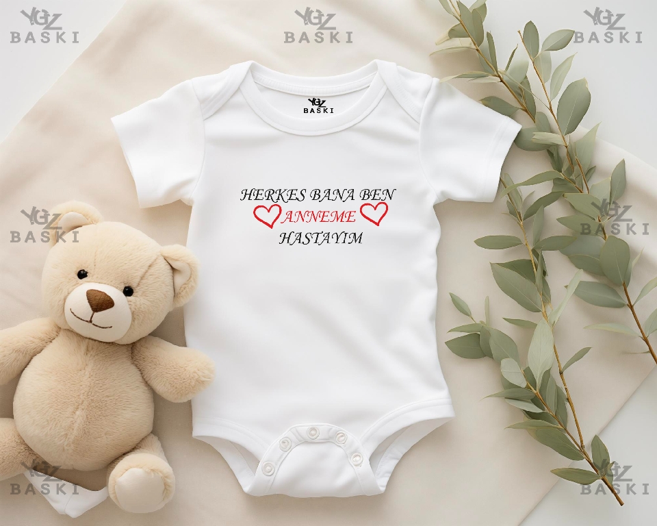 Herkes Bana Ben Anneme Hastayım 2 Baskılı Bebek Zıbını