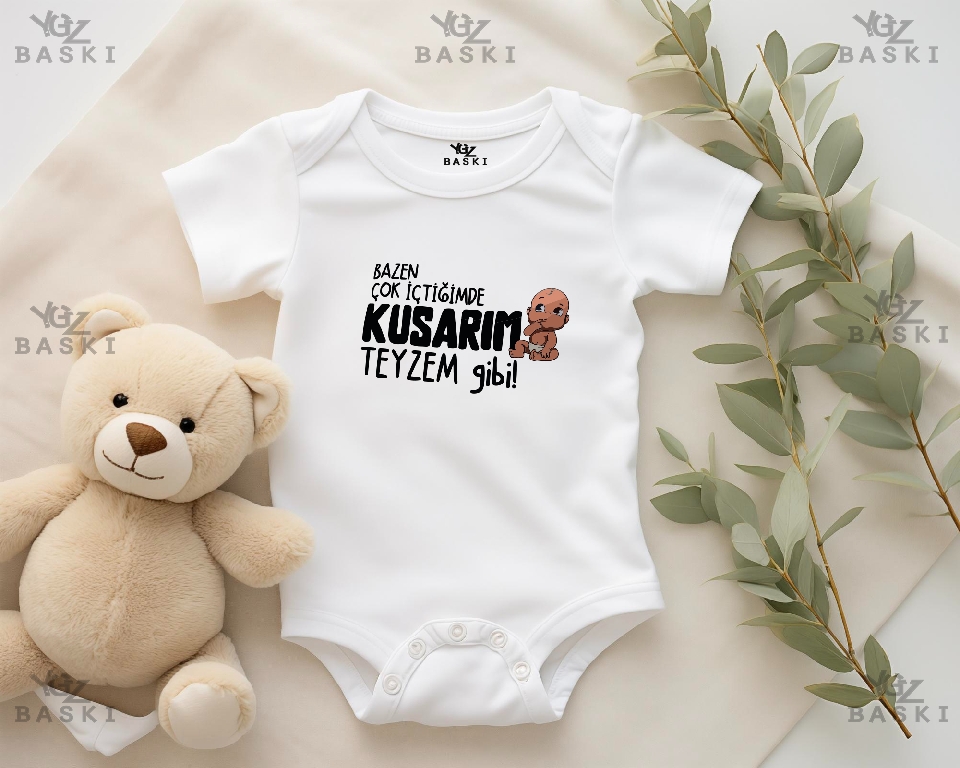 Bazen Çok İçtiğimde Kusarım Teyzem Gibi Baskılı Bebek Zıbını