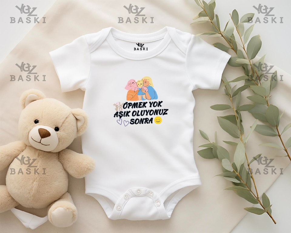Öpmek Yok Aşık Oluyorsunuz Baskılı Bebek Zıbın 2