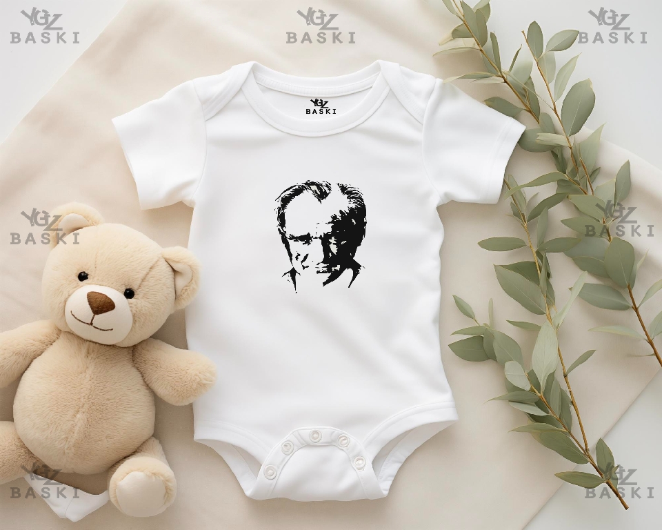 Atatürk Resmi Baskılı Bebek Zıbını