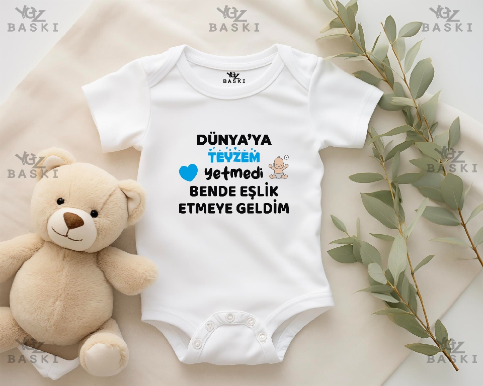 Dünya ya Teyzem Yetmedi Bende Eşlik Etmeye Geldim Baskılı Bebek Zıbını