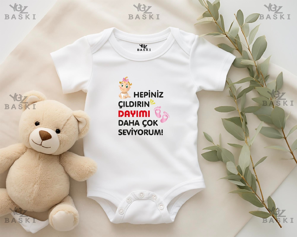 Hepiniz Çıldırın Dayımı Daha Çok Seviyorum Baskılı Bebek Zıbını 2