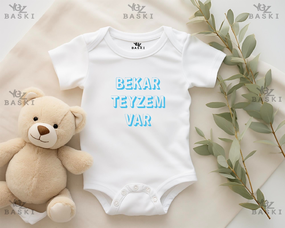 Bekar Teyzem Var ( mavi)  Baskılı Bebek Zıbını