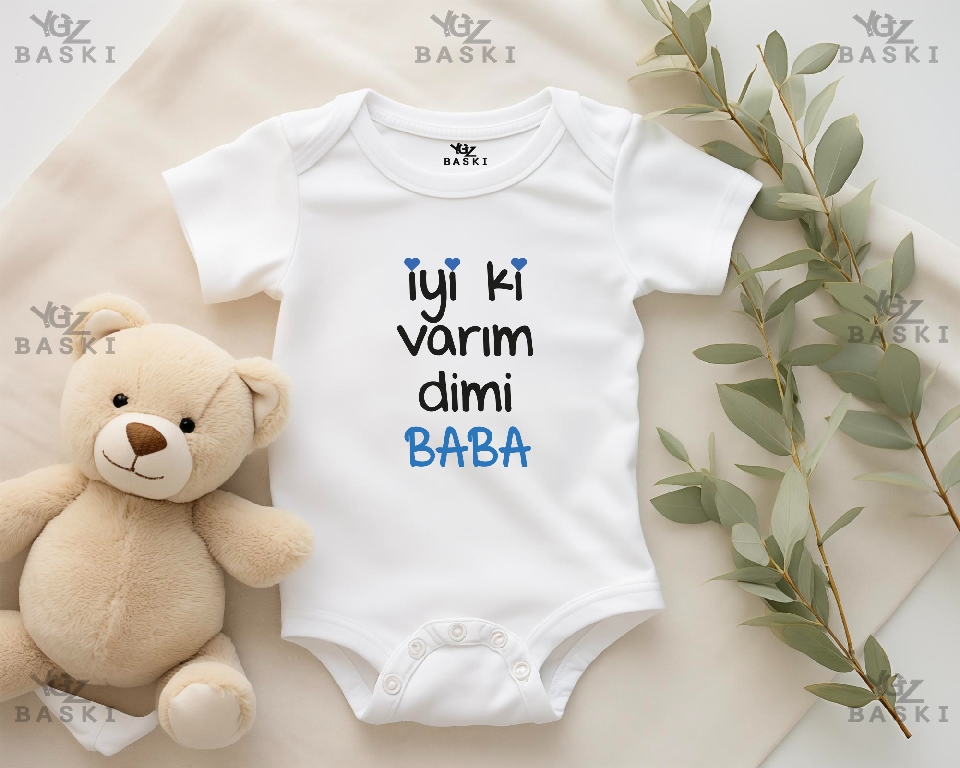 İyi Ki Varım Dimi Baba Baskılı Bebek Zıbını