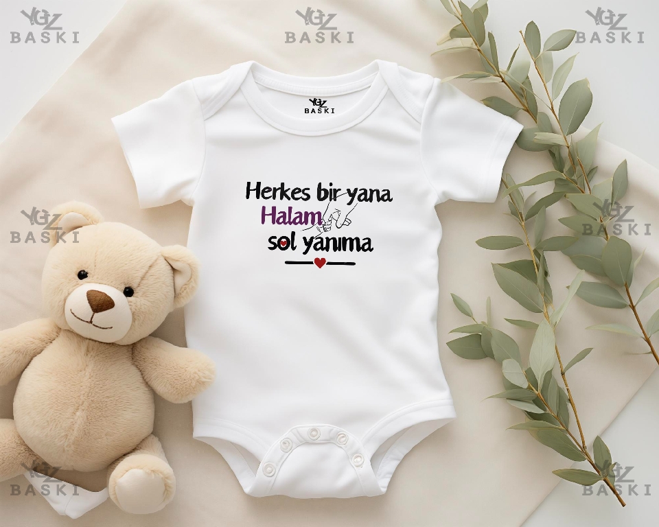 Herkes Bir Yana Halam Sol Yanıma Baskılı Bebek Zıbını