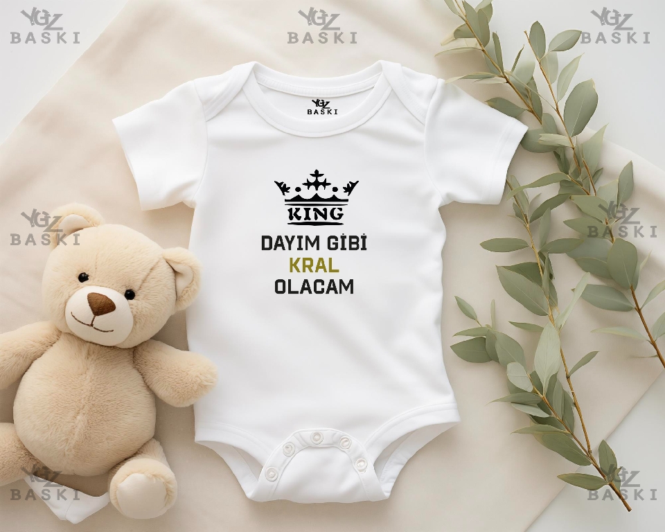 Dayım Gibi Kral Olacam Baskılı Bebek Zıbını
