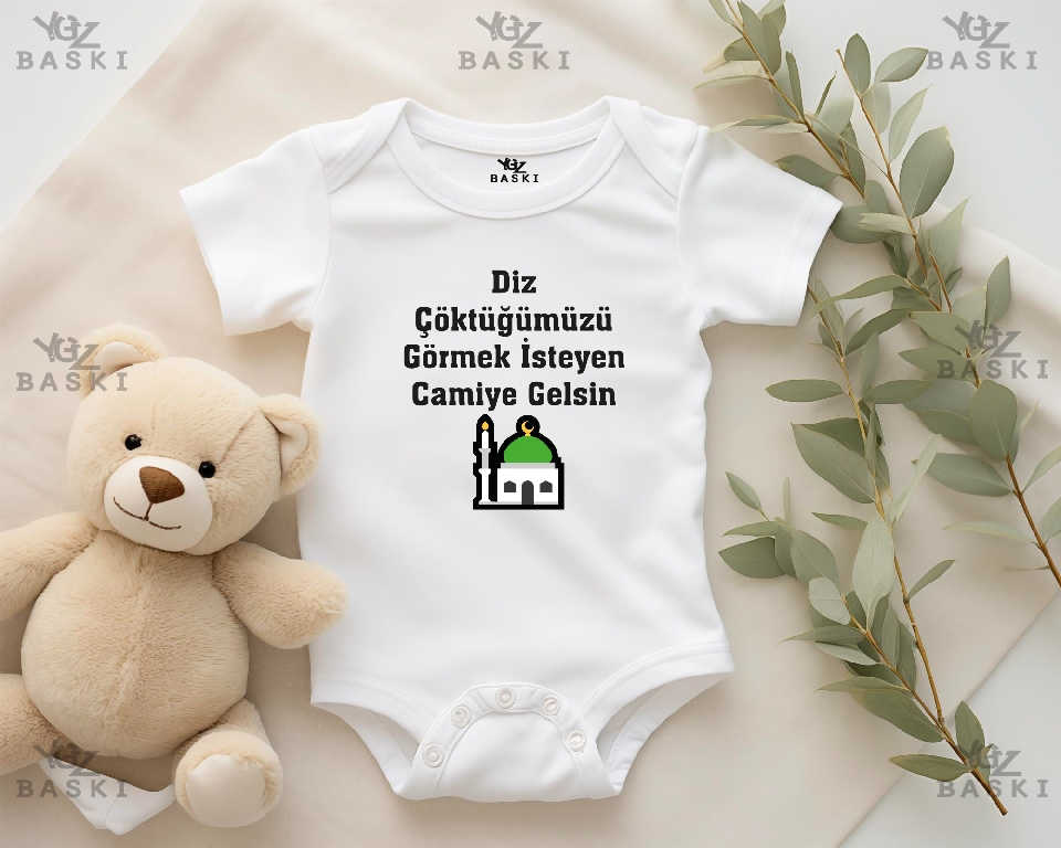 Diz Çöktüğümüzü Görmek İsteyen Camiye Geldin Baskılı Bebek Zıbını
