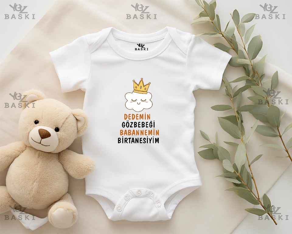 Dedeemin Gözbebeği Babaannemin Birtanesiyim Baskılı Bebek Zıbını