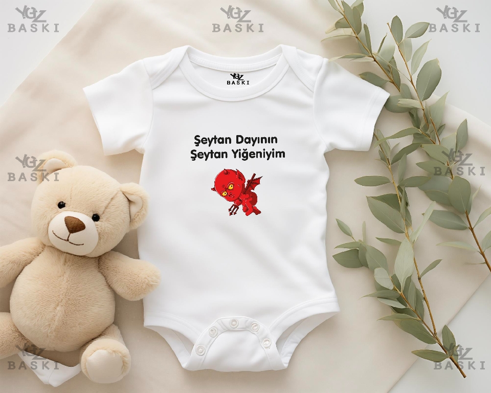 Şeytan Dayının Şeytan Yiğeniyim Baskılı Bebek Zıbını