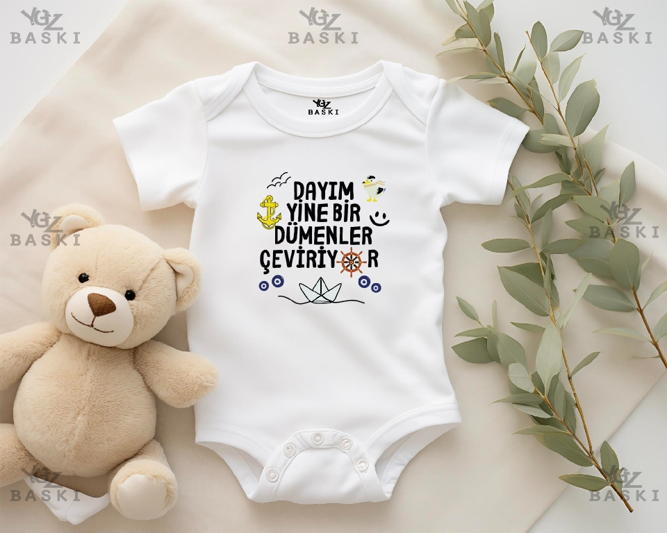 Dayım Yine Bir Dümenler Çeviriyor Baskılı Bebek Zıbını