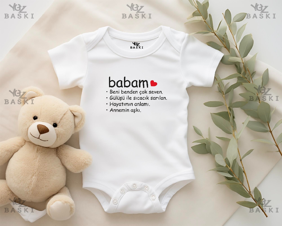 Babam: Beni Benden Çok Seven, Gülüşü İle Sıcacık Sarılan, Hayatımın Anlamı. Annemin Aşkı Baskılı Bebek Zıbını